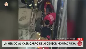 Vehículo cae por montacarga de hotel en Miraflores. Foto y video: AN
