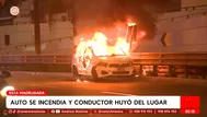 Auto se incendia y conductor huyó del lugar en San Borja