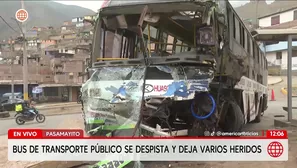Autobús se despista y choca contra muros en la vía Pasamayito. Foto y video: América Noticias