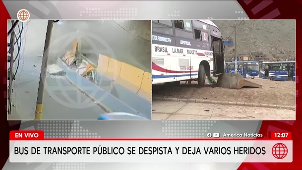 Autobús se despista y choca contra muros en la vía Pasamayito. Foto: América Noticias Autobús se despista y choca contra muros en la vía Pasamayito. Foto: América Noticias