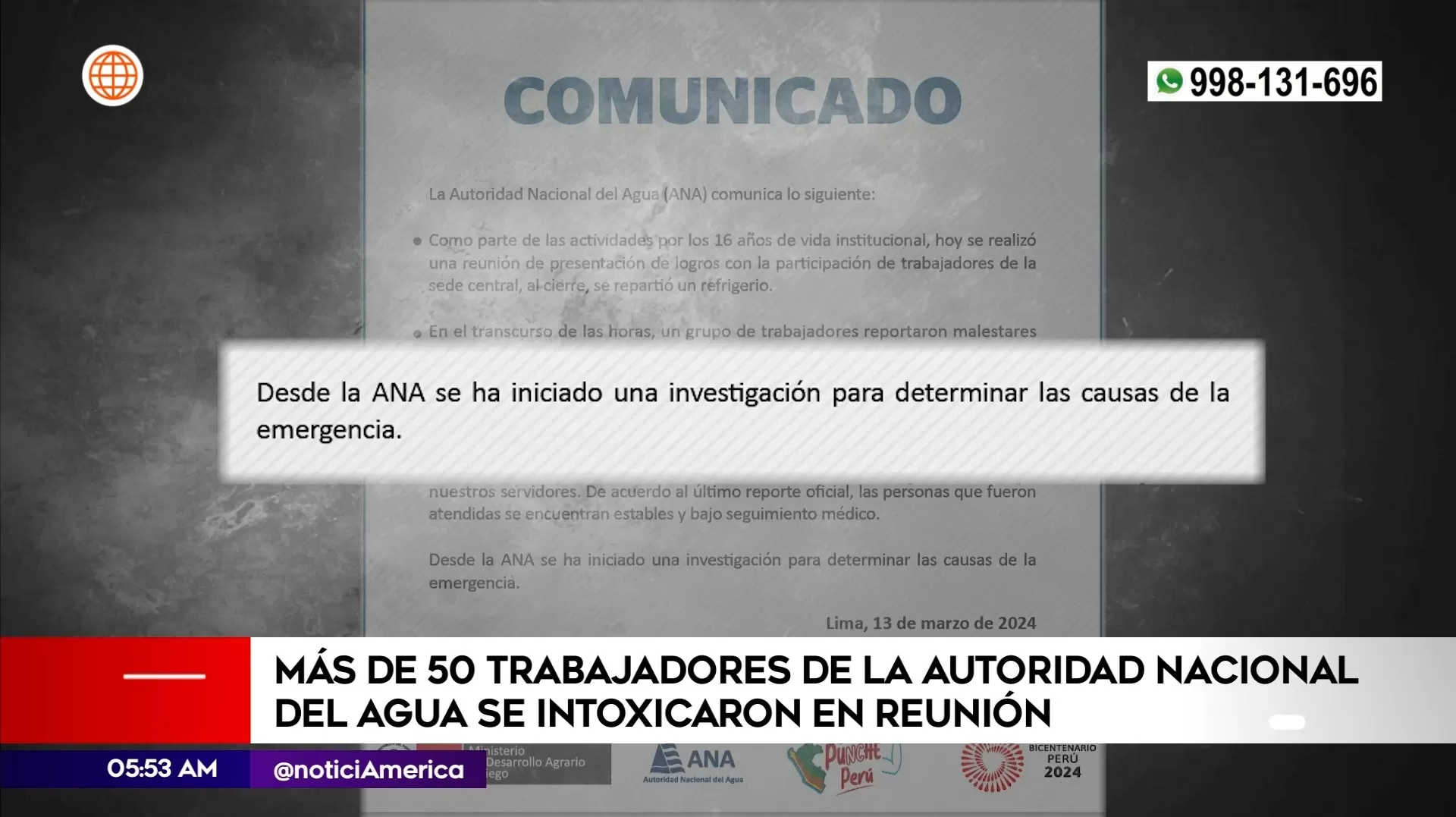 Trabajores intoxicados en reunión. Foto: América Noticias