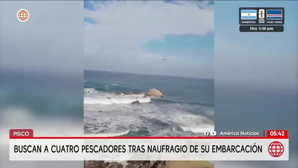 Autoridades buscan a cuatro pescadores tras naufragio en Pisco. Foto: América Noticias Autoridades buscan a cuatro pescadores tras naufragio en Pisco. Foto: América Noticias
