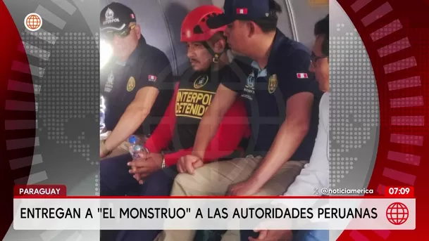 Autoridades de Paraguay entregan a Perú Erick Moreno Hernández alias El monstruo. Foto: América Noticias Autoridades de Paraguay entregan a Perú Erick Moreno Hernández alias El monstruo. Foto: América Noticias