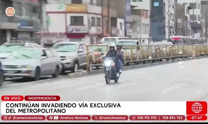 Invaden carril exclusivo del Metropolitano en Independencia