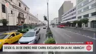 Avenida Abancay tendrá carril exclusivo desde el 20 de enero