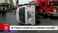 Avenida Canadá: Seis heridos tras choque entre combi y auto