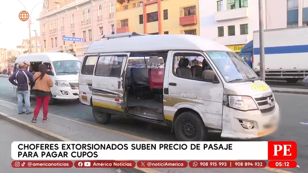 Choferes suben pasaje por extorsión de bandas en avenida Colonial. Foto: América Noticias