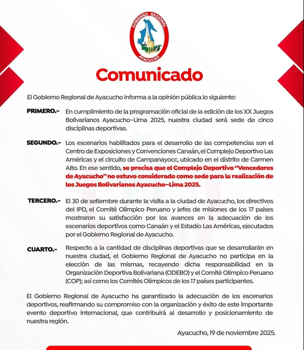 Facebook: Gobierno Regional de Ayacucho Facebook: Gobierno Regional de Ayacucho