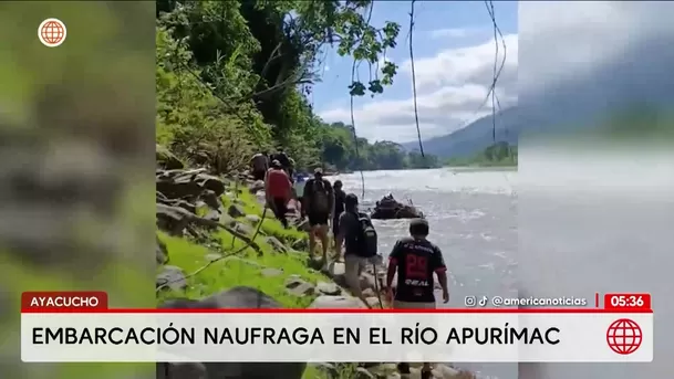 Ayacucho: Embarcación naufraga en el río Apurímac. Foto: América Noticias Ayacucho: Embarcación naufraga en el río Apurímac. Foto: América Noticias