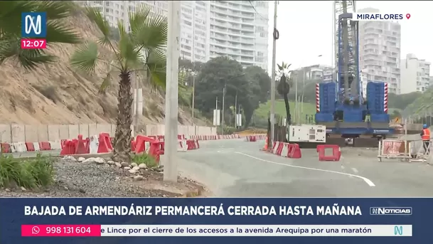 Bajada Armendáriz cerrada por desmontaje de grúa en Miraflores. Foto: Canal N
