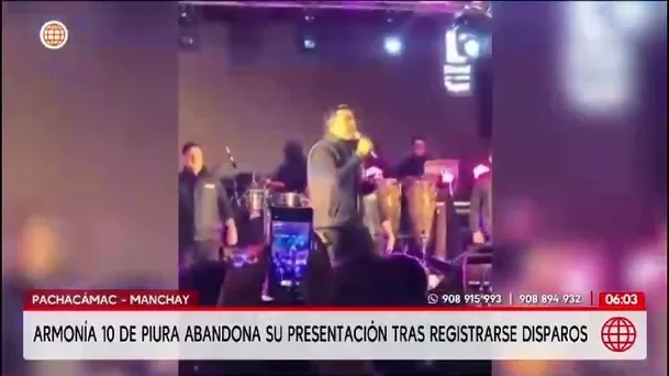 La orquesta Armonía 10 interrumpió su concierto por el aniversario de Manchay luego de escucharse más de cinco disparos./ América Noticias La orquesta Armonía 10 interrumpió su concierto por el aniversario de Manchay luego de escucharse más de cinco disparos./ América Noticias