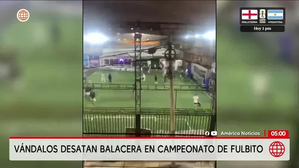 San Miguel: Balacera por tarjeta roja en partido de fulbito. Foto: América Noticias San Miguel: Balacera por tarjeta roja en partido de fulbito. Foto: América Noticias