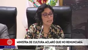 Ministra de Cultura anunció que separó a cuatro funcionarios del sector. Foto: captura de TV