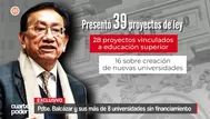 Balcázar y sus más de ocho universidades sin financiamiento
