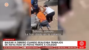 Balean a obrero mientras asfaltaba pistas frente a colegio en Carabayllo. Foto y video: América Noticias