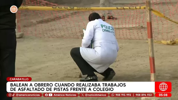 Balean a obrero mientras asfaltaba pistas frente a colegio en Carabayllo. Foto: América Noticias