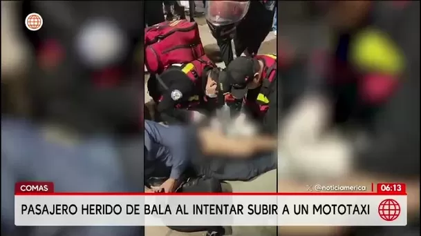 Sicarios en moto disparan siete veces y dejan herido a un pasajero de mototaxi en Comas/ América Noticias Sicarios en moto disparan siete veces y dejan herido a un pasajero de mototaxi en Comas/ América Noticias