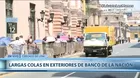  Banco de la Nación: Usuarios forman largas colas en exteriores de sede del Centro de Lima