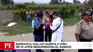 El cuerpo de la menor fue hallado en Barranca. Foto: América TV