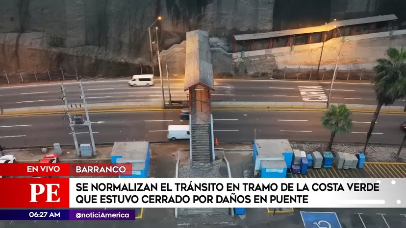 Barranco: Se normaliza tránsito en tramo de Costa Verde tras cierre por daños en puente