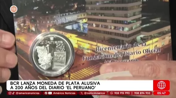 BCRP lanza moneda de plata por los 200 años de El Peruano. Foto: América Noticias