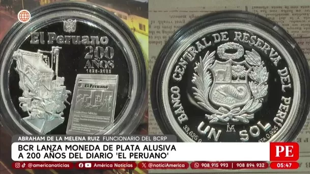 BCRP lanza moneda de plata por los 200 años de El Peruano. Foto: América Noticias