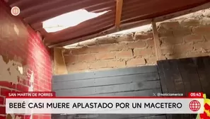 Bebé salva de morir tras caerle un macetero desde un tercer piso en SMP. Foto y video: América Noticias