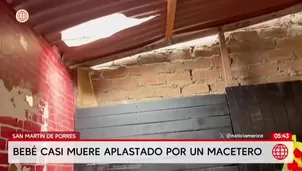 Bebé salva de morir tras caerle un macetero desde un tercer piso en SMP. Foto y video: América Noticias