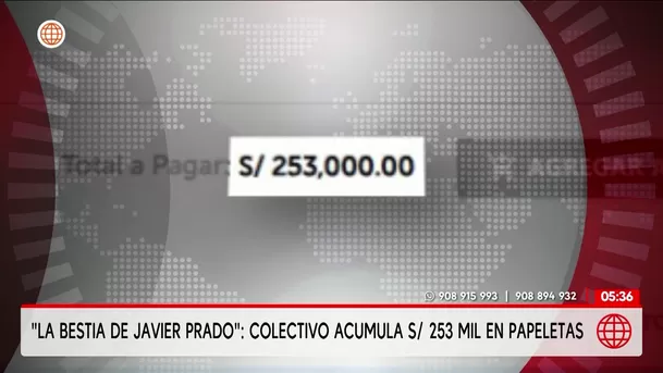 La bestia de Javier Prado: Colectivo acumula S/ 253 mil en papeletas. Foto: América Noticias La bestia de Javier Prado: Colectivo acumula S/ 253 mil en papeletas. Foto: América Noticias