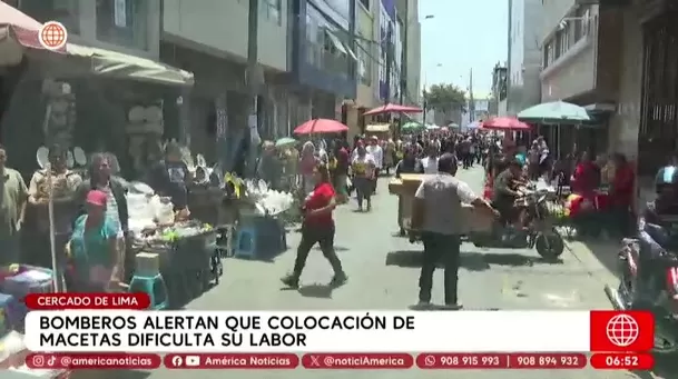 Bomberos enfrentan obstáculos como macetas y rejas en emergencias en el Centro de Lima/ América Noticias Bomberos enfrentan obstáculos como macetas y rejas en emergencias en el Centro de Lima/ América Noticias