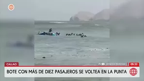 Bote con más de diez pasajeros se voltea en La Punta. Foto y video: América Noticias