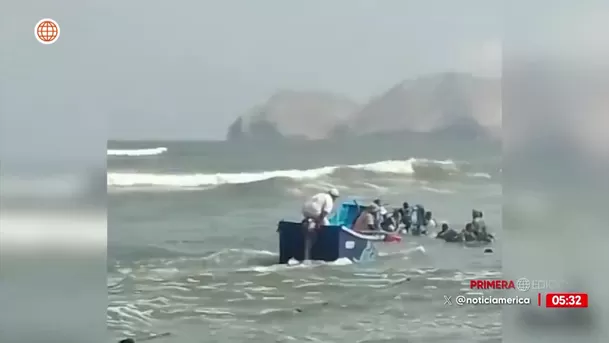 Bote con más de diez pasajeros se voltea en La Punta. Foto: América Noticias