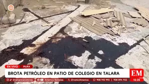 Brota petróleo en patio de colegio en Talara, Piura. Foto y video: América Noticias