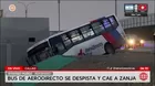 Bus del AeroDirecto cae a zanja en el ingreso al nuevo aeropuerto Jorge Chávez
