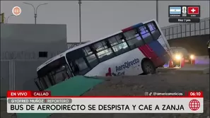 Un bus del servicio AeroDirecto sufrió un accidente durante la madrugada de este sábado al caer a una zanja en la vía de ingreso al nuevo Aeropuerto Internacional Jorge Chávez./ Video: América Noticias
