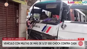 Bus con deudas de S/ 37 000 choca contra una casa en San Juan de Lurigancho. Foto y video: América Noticias