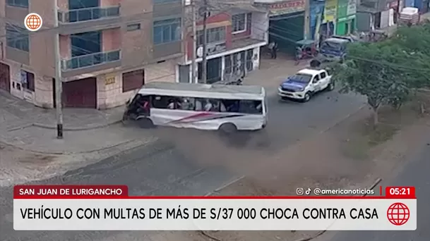 Bus con deudas de S/ 37 000 choca contra una casa en San Juan de Lurigancho. Foto: América Noticias