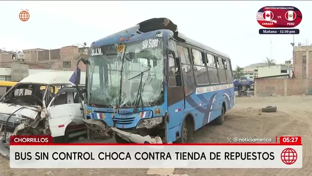 Bus fuera de control choca contra tienda en Chorrillos. Foto: América Noticias