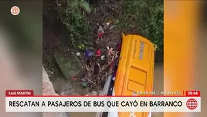 Bus cae a barranco en la carretera Fernando Belaunde Terry en San Martín. Foto y video: América Noticias