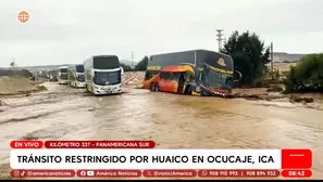 Bus interprovincial quedó atascado en Panamericana Sur tras huaico en Ica. Foto y video: América Noticias