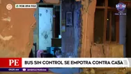 Bus sin control se empotra contra casa en Ventanilla