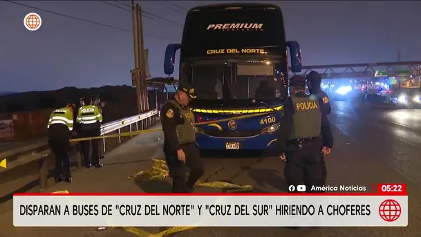 Buses de Cruz del Norte y Cruz del Sur son baleados. Foto: América Noticias Buses de Cruz del Norte y Cruz del Sur son baleados. Foto: América Noticias