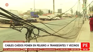 Cables caídos bloquean vereda y preocupan a vecinos en San Martín de Porres. Foto y video: América Noticias
