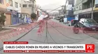 Cables caídos ponen en riesgo a vecinos en San Juan de Lurigancho