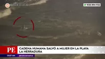 Cadena humana salvó a mujer en playa La Herradura. Foto y video: América Noticias