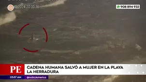 Cadena humana salvó a mujer en playa La Herradura. Foto y video: América Noticias