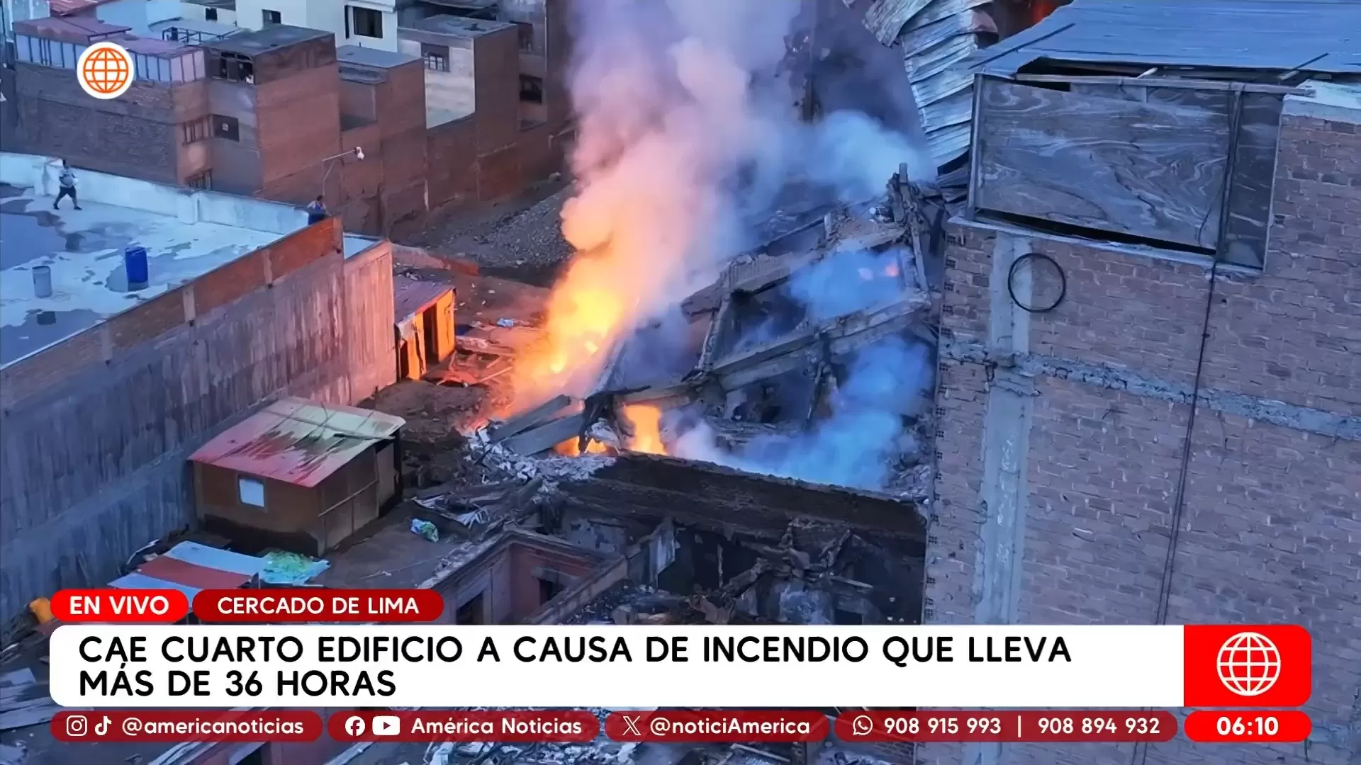 Cae cuarto edificio en incendio que lleva más de 36 horas. Foto: América Noticias Cae cuarto edificio en incendio que lleva más de 36 horas. Foto: América Noticias