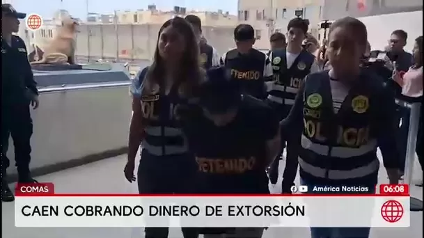 Dos extorsionadores son capturados cuando retiraban dinero producto de extorsión/ América Noticias Dos extorsionadores son capturados cuando retiraban dinero producto de extorsión/ América Noticias
