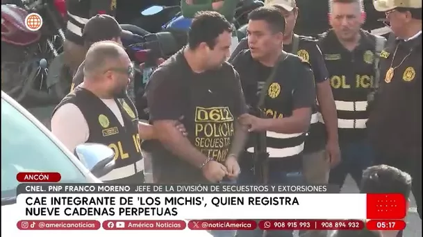Capturan en Ancón a presunto cabecilla de Los Michis que cuenta con nueve cadenas perpetuas. Foto: América Noticias
