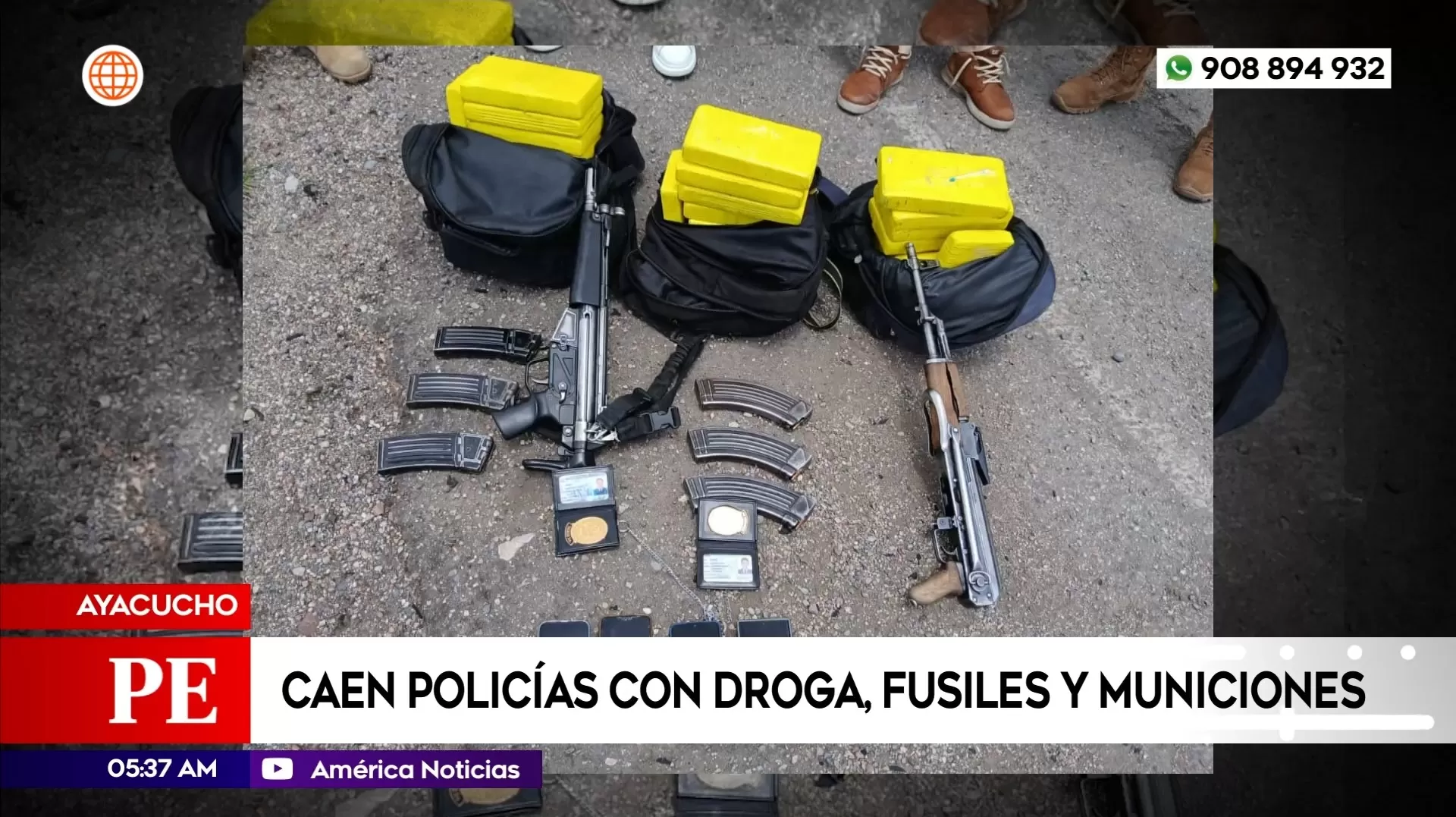 Caen policías con droga, fusiles y municiones en Ayacucho. Foto: América Noticias